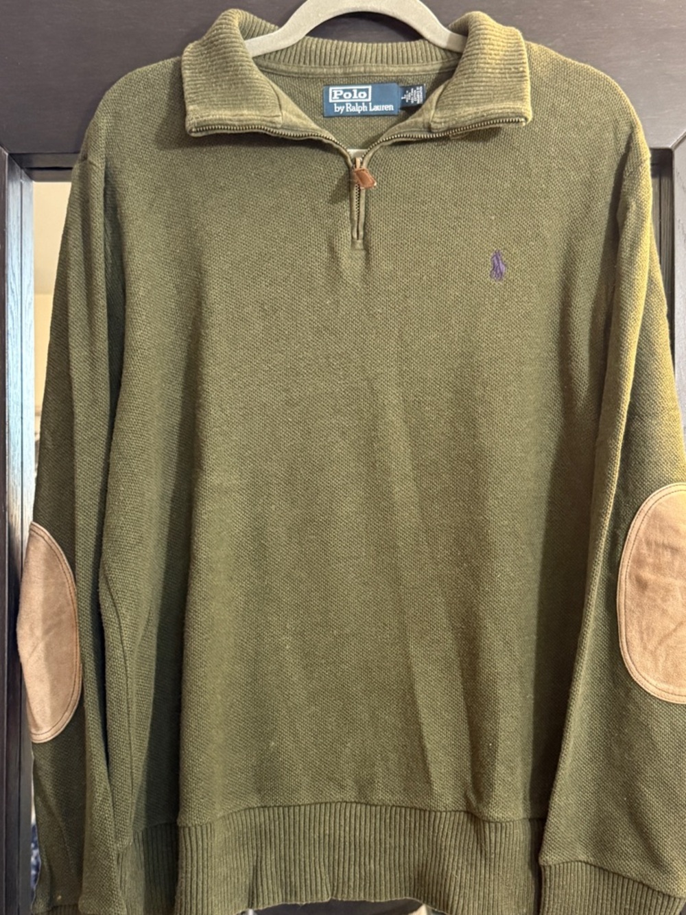 Vintage Polo Knit Olive Green Men’s Quarter Zip